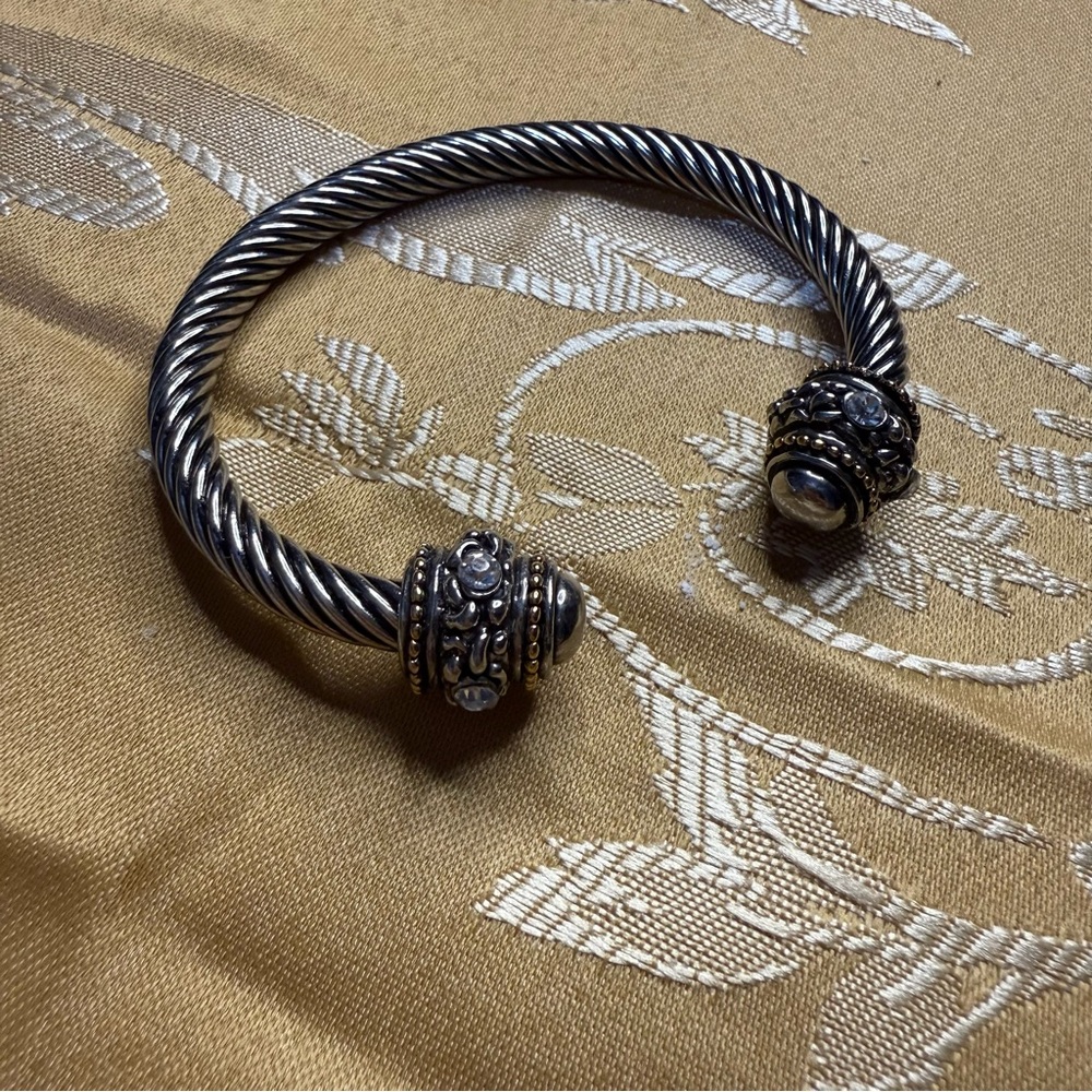 Ornate Silver Twisted Cuff Bracelet
